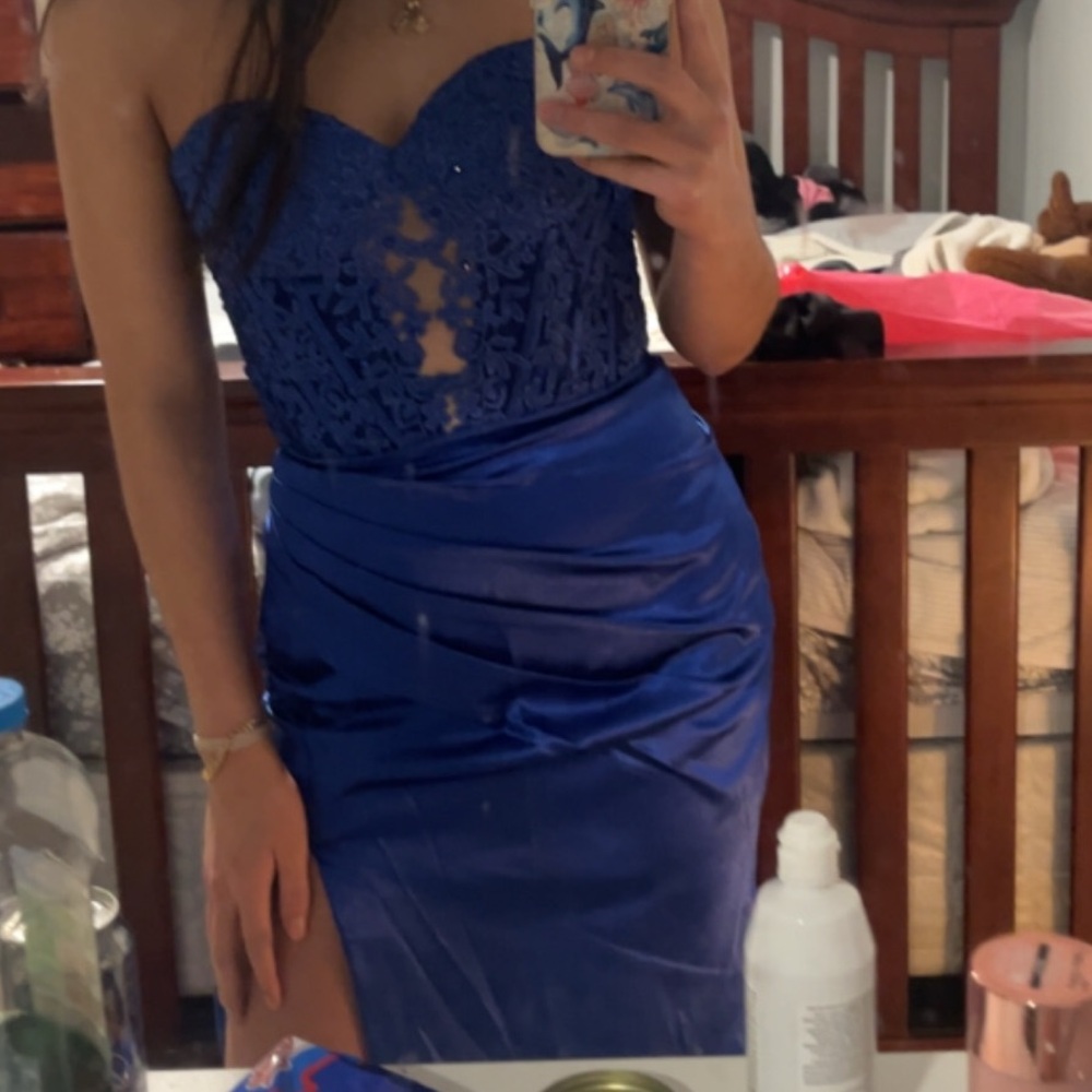 Blue Strapless Dress